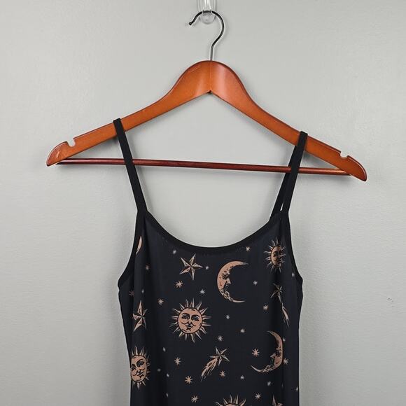 HOROSCOPEZ Witchy Spaghetti Strap Dress Black/Gold Womens Sz M Whimsy Goth Y2K - Picture 2 of 13